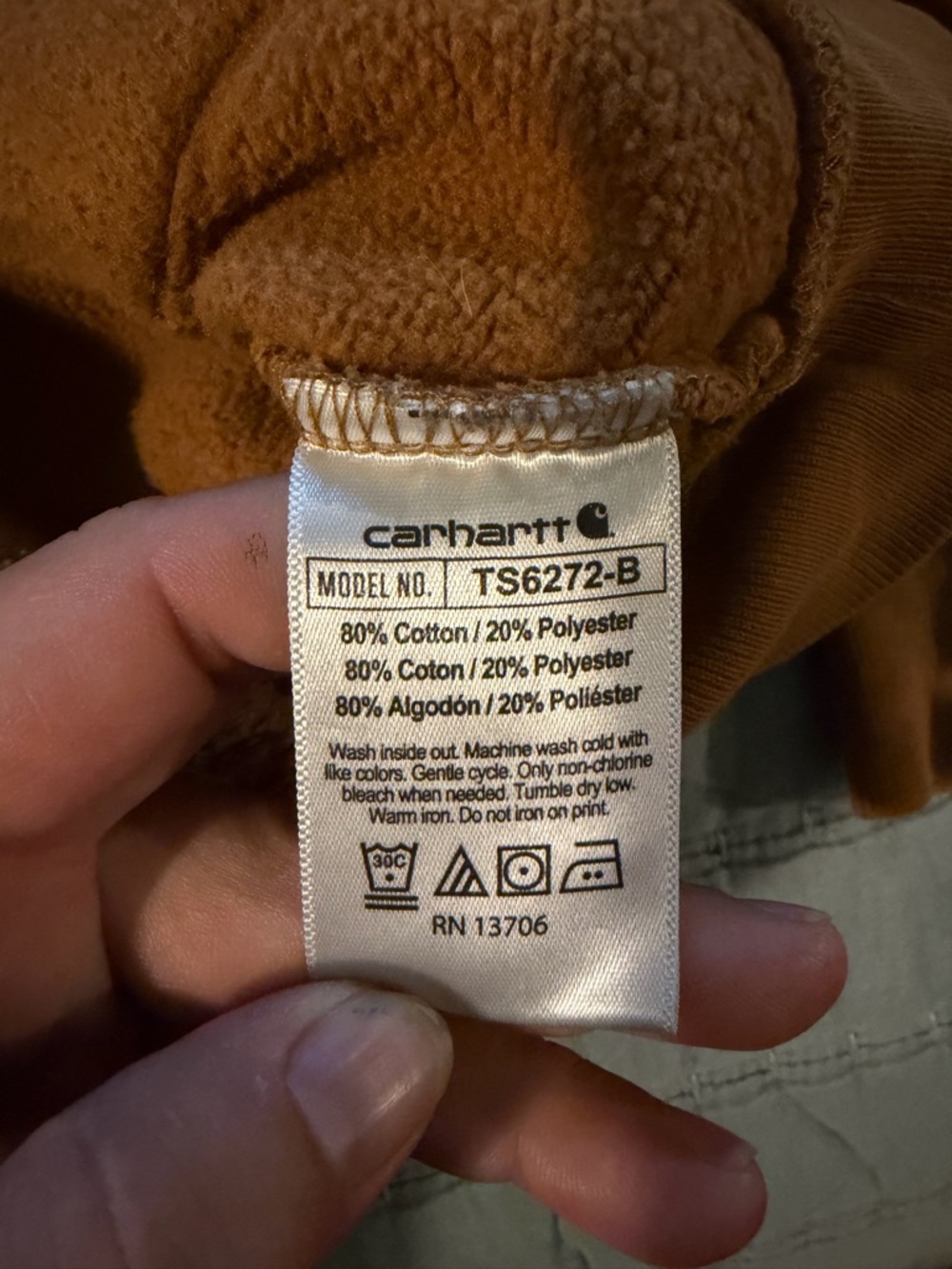Carhartt Boy’s Brown Hoodie Size Small 8/10 - Picture 4 of 8